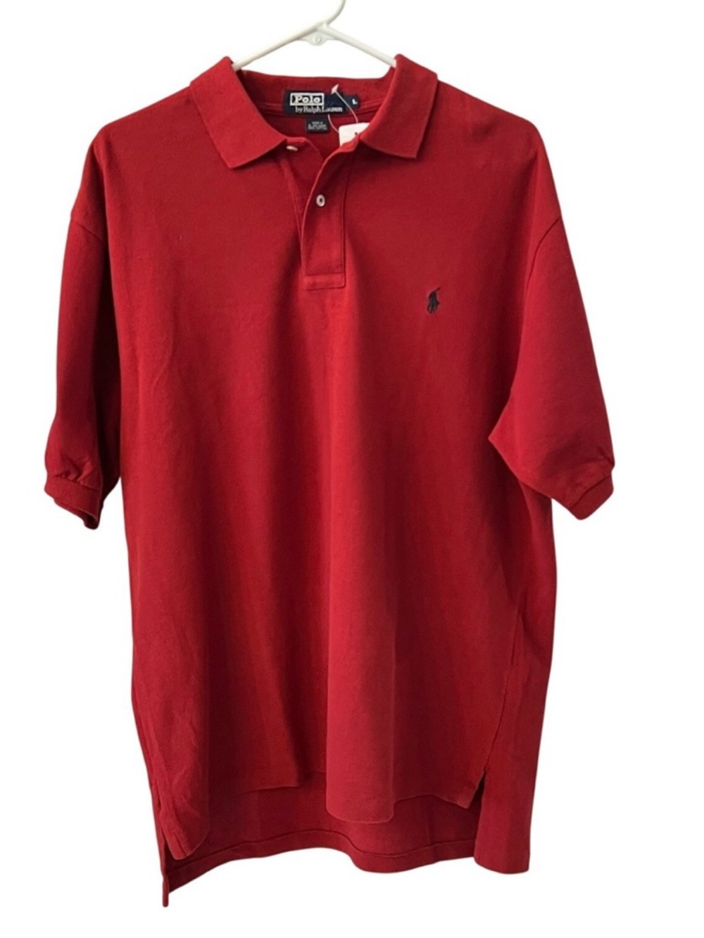 NWT RALPH LAUREN Classic Red POLO Collar Top Shirt Mens L Short Sleeve Pony